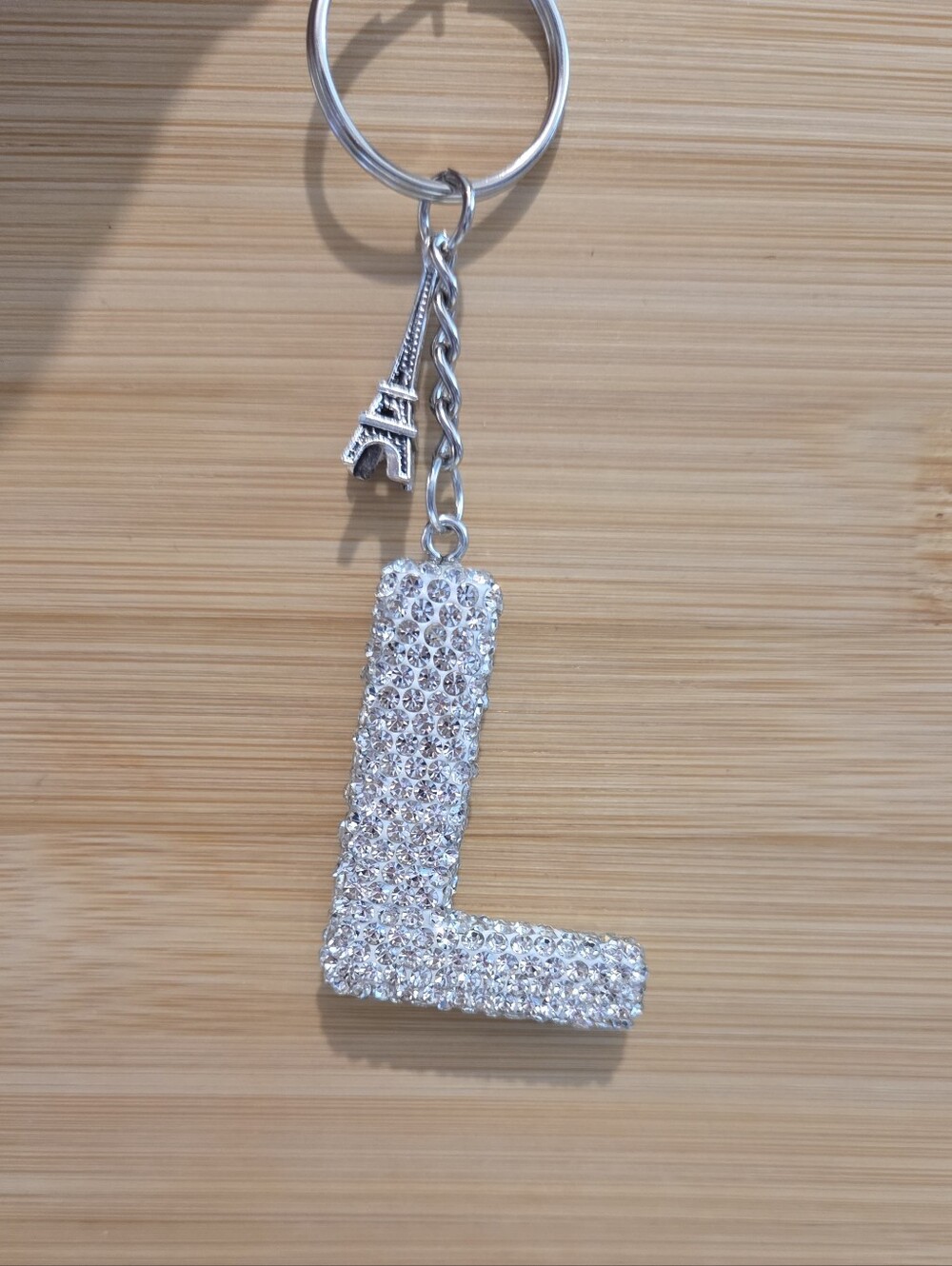NWT Bling Rhinestone Letter 'L' Eiffel Tower Keychain